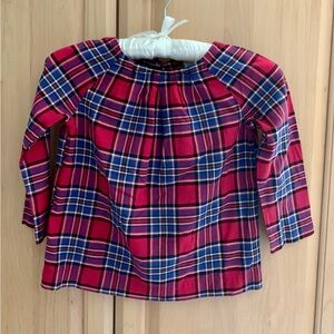 Crewcuts Girls Plaid Pink Blue Pleated Smock Style Top Sz8